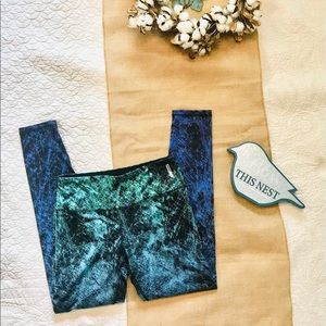 RBX Reebok black/blue/green Active Leggings SZ M